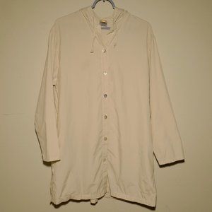 Solumbra Sun Protection Button Front Hooded Beach Cover-up (Dark Cream)